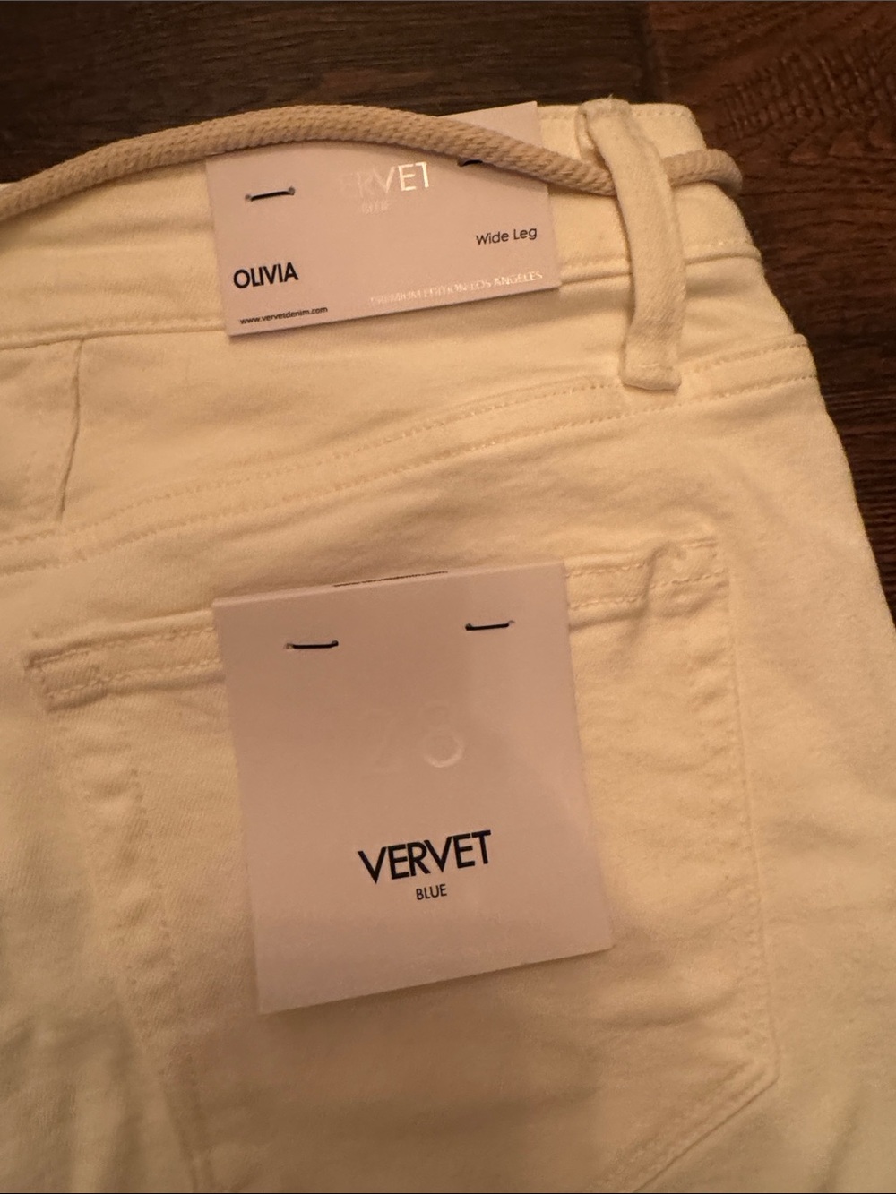 Velvet Cream Wide-Leg Drawstring Pants - Picture 4 of 5